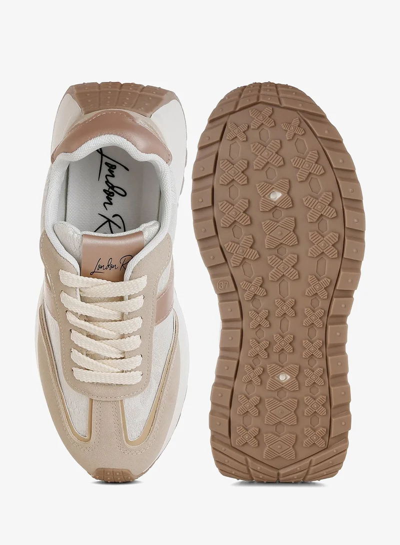 London Rag beige Chunky Anti-Skid Lace-Up Sneakers in Beige for Women | Best Price UAE