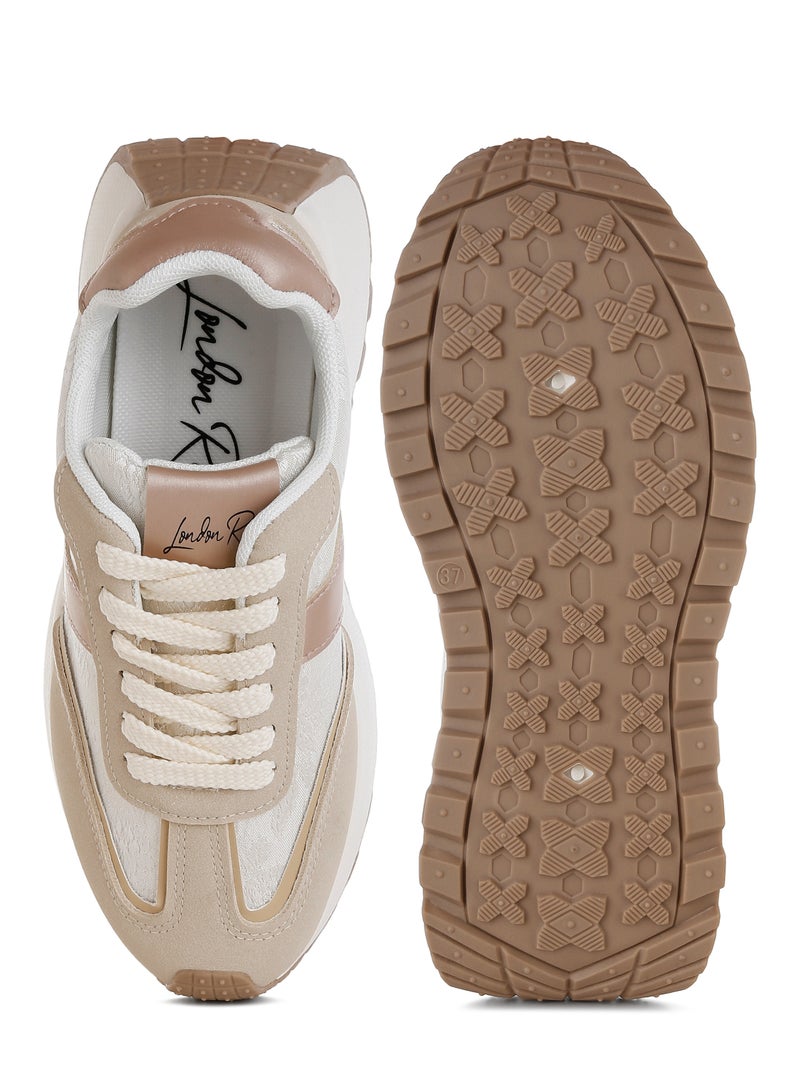 London Rag Chunky Anti-Skid Lace-Up Sneakers in Beige  - Image 4