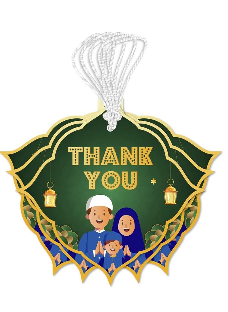 50 Pcs Thank You Tags for Ramadan/Eid (Green A), Thank You Tags, Eid Decorations, Ramadan Decorations, Tags for Ramadan Party, Eid Party Supplies - Image 1