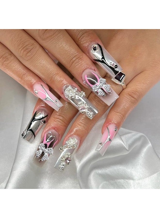 KACHIMOO 40pcs Bow Nail Charms Gold and Silver Nail Charms Bowknots Nail Art Charms Bow Charms for Nails Design - Image 5