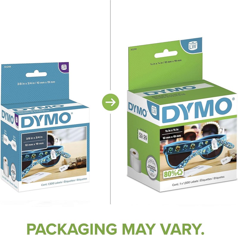 DYMO Authentic LW 2-Up Price Tag Labels - 3/8" x 3/4" - 1 Roll of 1500 Labels for LabelWriter Printers - Image 2