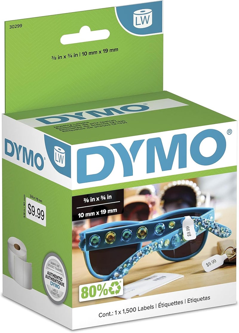 DYMO Authentic LW 2-Up Price Tag Labels - 3/8" x 3/4" - 1 Roll of 1500 Labels for LabelWriter Printers - Image 1