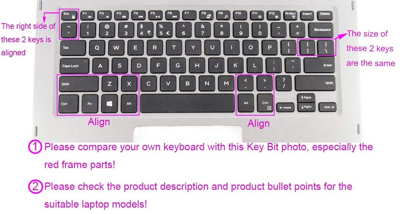 UHamn Keyboard Cover Compatible for Dell Inspiron 14 5481 5482 5485, Dell Inspiron 13 5000 7000 Series 5370 7375 7368 7378 7386, Dell Inspiron 15 5000 7000 Series i5568 7573 7569 (No Numeric Keypad)- Black - Image 2