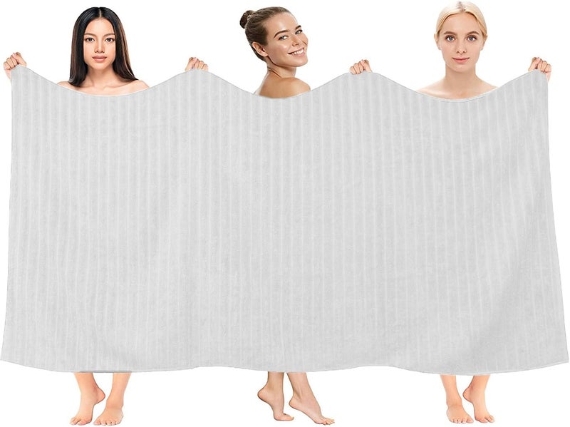Riverside Pack of 2 Jumbo Bath Sheet 35 x 70 Inches, 600 GSM, Extra Large Bath Towel, Super Soft & Highly Absorbent, 100% Ring Spun Cotton Quick Dry, Perfect to Wrap Yourself in - White - Image 2