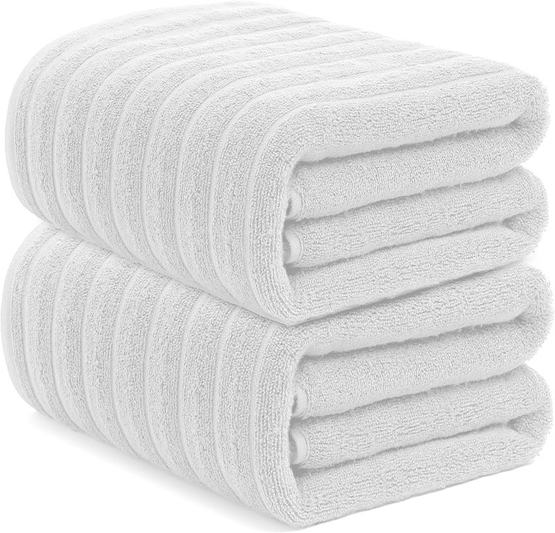 Riverside Pack of 2 Jumbo Bath Sheet 35 x 70 Inches, 600 GSM, Extra Large Bath Towel, Super Soft & Highly Absorbent, 100% Ring Spun Cotton Quick Dry, Perfect to Wrap Yourself in - White - Image 1