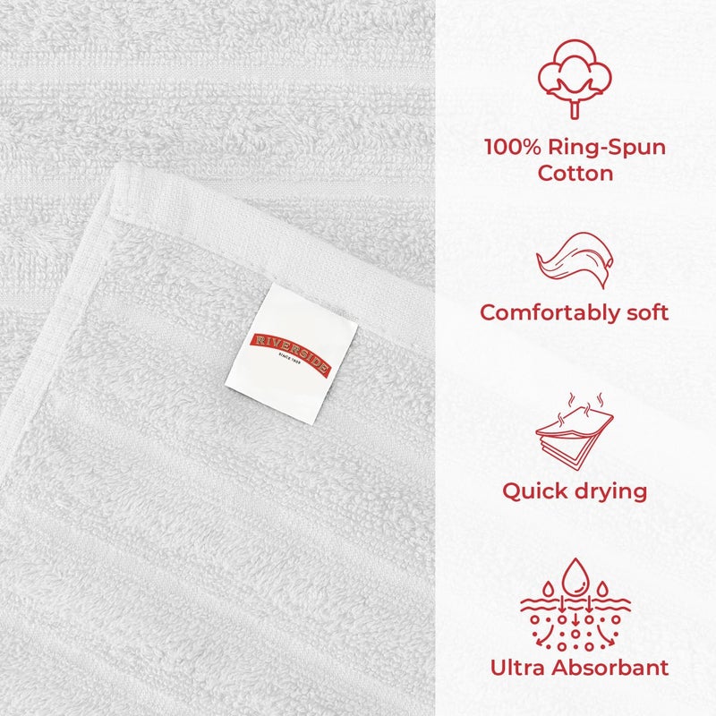 Riverside Pack of 2 Jumbo Bath Sheet 35 x 70 Inches, 600 GSM, Extra Large Bath Towel, Super Soft & Highly Absorbent, 100% Ring Spun Cotton Quick Dry, Perfect to Wrap Yourself in - White - Image 5