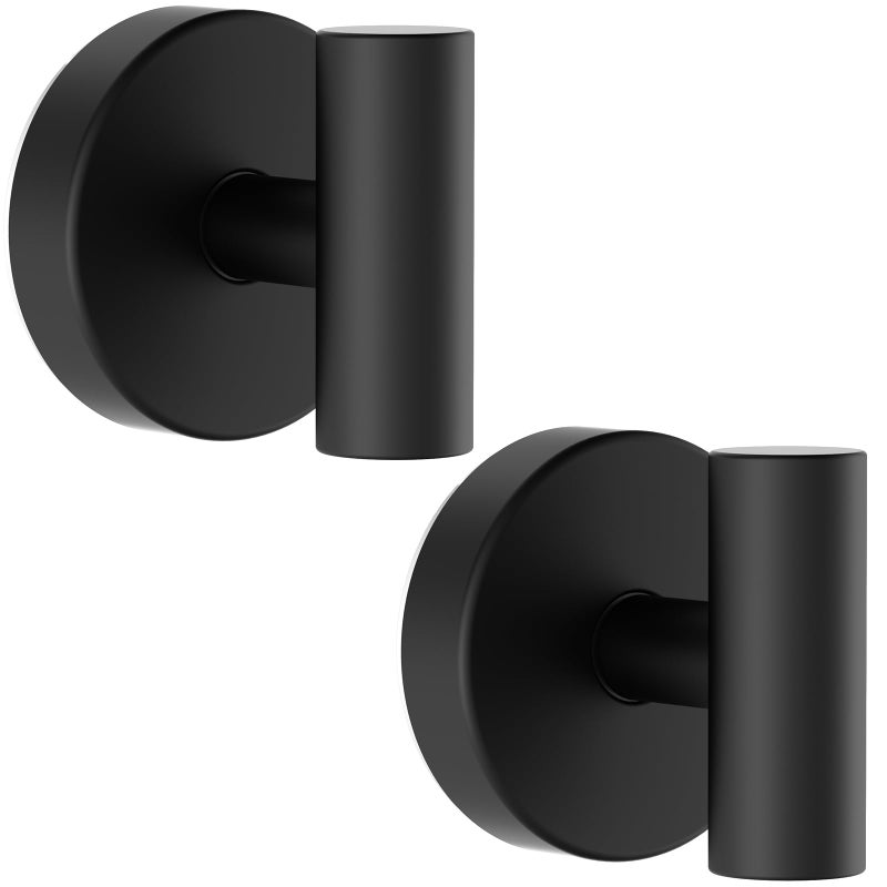 Bntuk Suction Cup Hooks, Removable Shower Hooks for Inside Shower â€“ Towel Hooks for Bathroom Window Glass Mirror Tile, Bath Robe Looafh Hook for Hanging â€“ Waterproof & Rustproof, Black (2 Pack) - Image 1