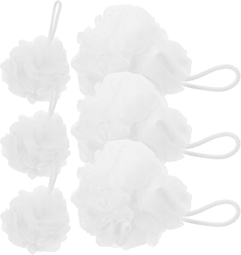 PATKAW 6pcs Wear-Resistant Bath Loofahs Compact Shower Sponges with Lanyard, Portable Bathing Balls for Daily Use and Travel Bath Accessories - Image 1