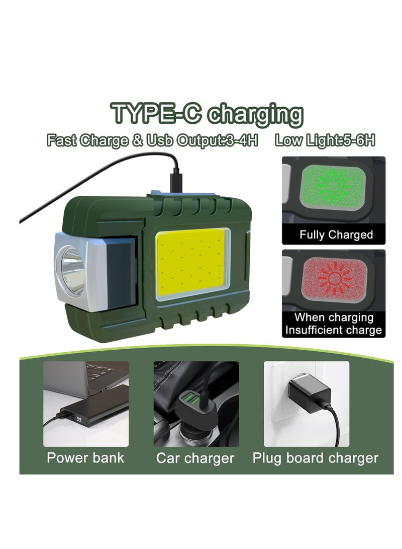 SYOSI Mini Flashlight 500 Lumens Rechargeable Handheld Flashlights Key Light with 180° Rotatable Headlamps hat clip 6 Modes Waterproof Design for Camping Hiking Running Fishing Walking Green - Image 2