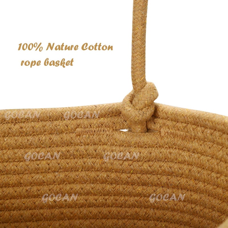 GOCAN Hanging Storage Baskets Over the Door Hanging Basket, 3-Tier Cotton Rope Woven Hanging Organizer, Detachable Decorative Hanging Baskets for Wall Living Room, Bathroom and Bedroom(Jute) - Image 2