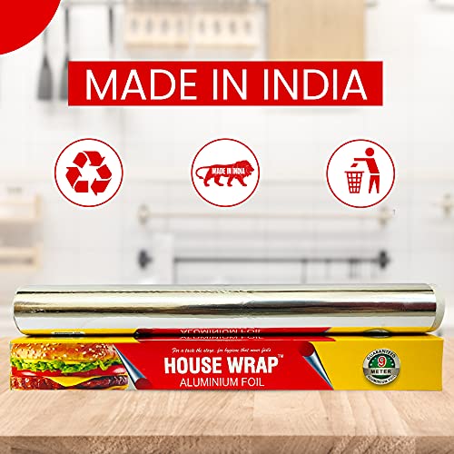 House Wrap Aluminium Foil Total 27 Meter for Food Packing, Cooking, Baking | Foil Paper for Food Wrap 11 Microns Thickness - Image 3