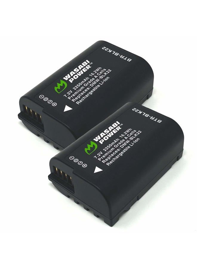 Wasabi Power Battery (2-Pack) for Panasonic DMW-BLK22 and Panasonic Lumix DC-S9, DC-G9, DC-S5, DC-S5 II, DC-S5 IIX, GH5 II, GH6, S5II, S5IIX, S5M2, S5M2X, GH5M2 - Image 1