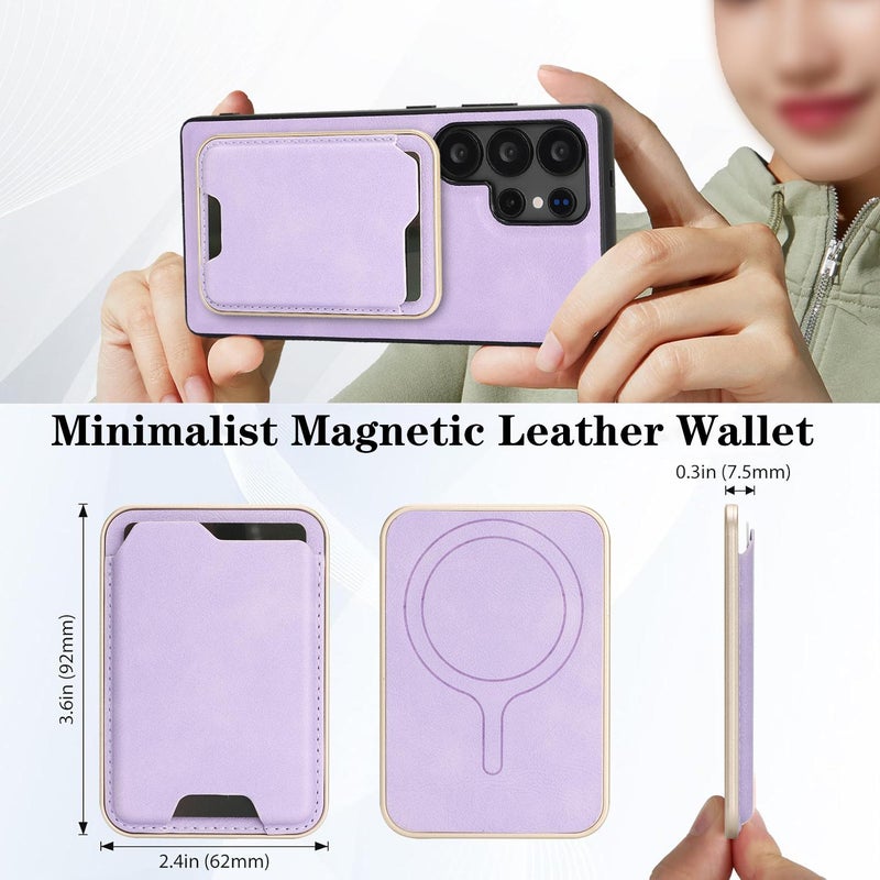For Samsung Galaxy S25 Ultra 5G Slim Magsafe Ring Magnetic Card Bag Leather Phone Case(Purple) - Image 3