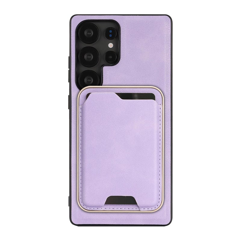 For Samsung Galaxy S25 Ultra 5G Slim Magsafe Ring Magnetic Card Bag Leather Phone Case(Purple) - Image 2