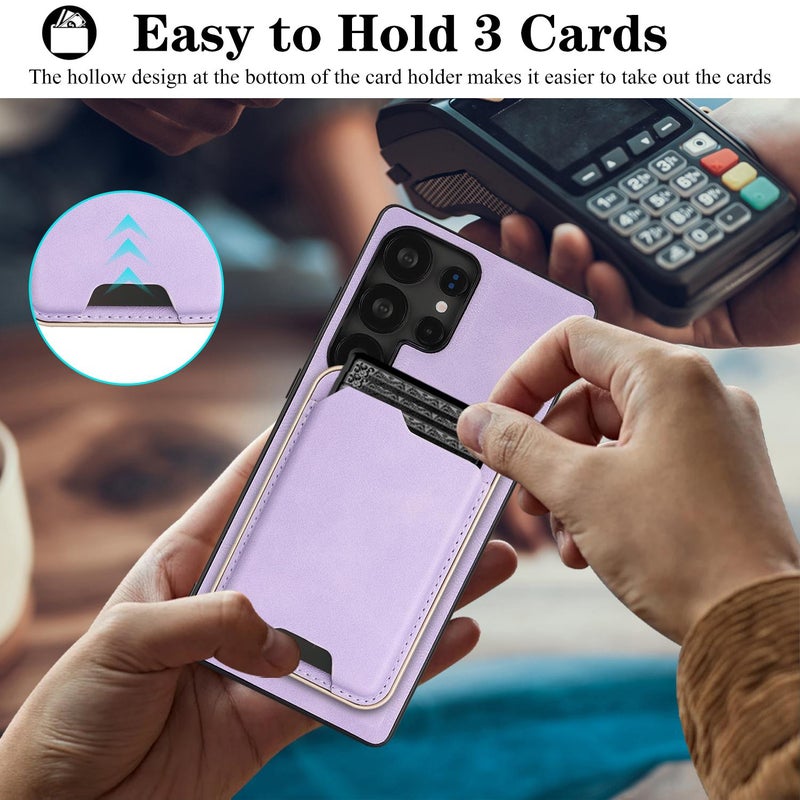 For Samsung Galaxy S25 Ultra 5G Slim Magsafe Ring Magnetic Card Bag Leather Phone Case(Purple) - Image 5