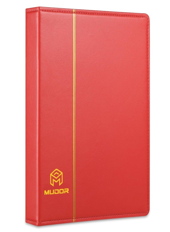 MUDOR Empty Premium PU Classic Binder, 4 Ring Binder Albums Stockbook for Stamps, Documents, Coins, Bank Notes (Red) - Image 1