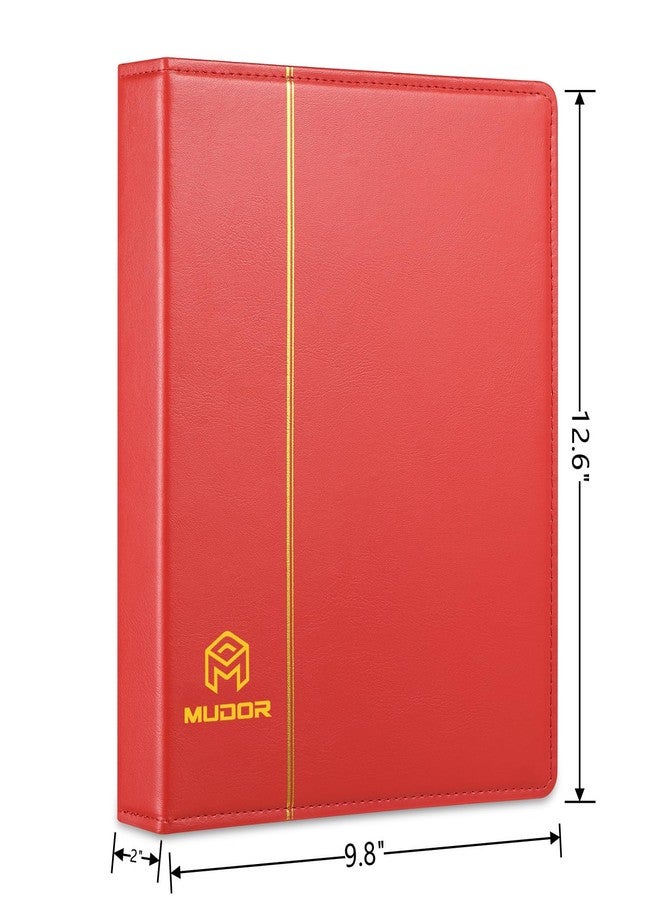 MUDOR Empty Premium PU Classic Binder, 4 Ring Binder Albums Stockbook for Stamps, Documents, Coins, Bank Notes (Red) - Image 2
