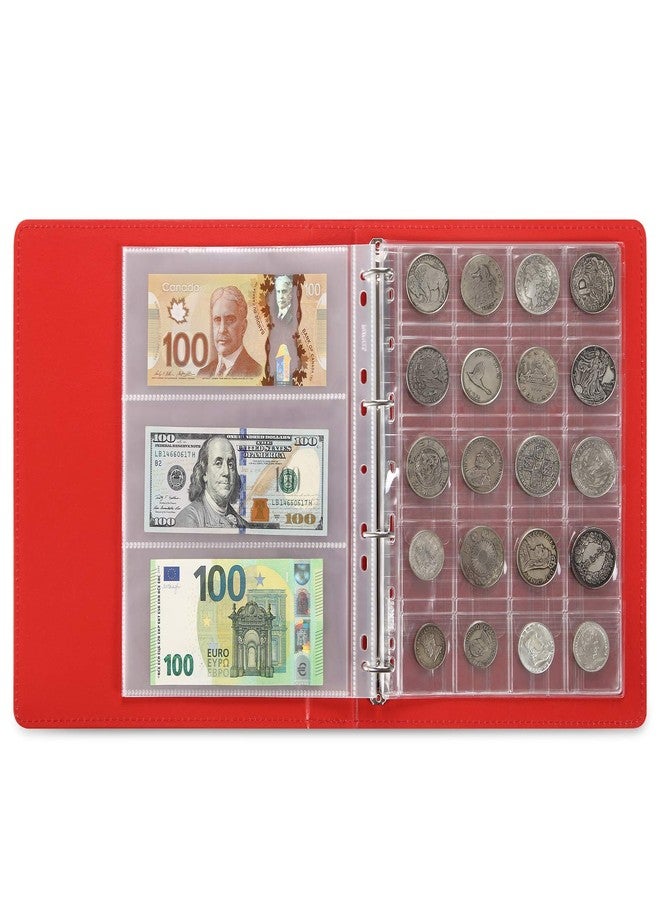 MUDOR Empty Premium PU Classic Binder, 4 Ring Binder Albums Stockbook for Stamps, Documents, Coins, Bank Notes (Red) - Image 3