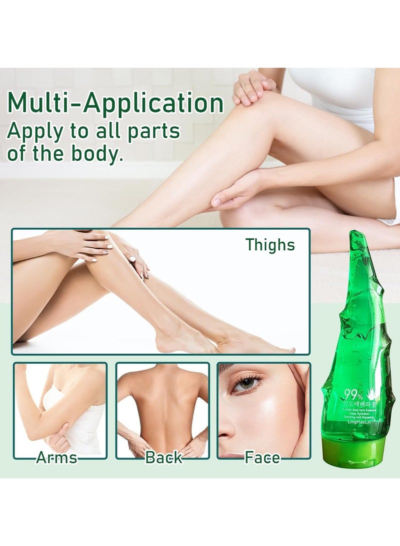 ألو فيرا جل الصبار العضوي، غير لزج، منعش، مرطب يدوم طويلاً، يخفف تهيج البشرة الناتج عن حروق الشمس والطفح الجلدي، مناسب لجميع أنواع البشرة - Image 4