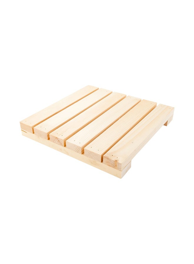 Restaurantware 11 Inch Rustic Serving Tray, 1 Square Ottoman Table Tray - Pallet Design, Untreated, Natural Wood Farmhouse Coffee Table Tray, Serve Meals And Snacks, For Home Decor - Image 1