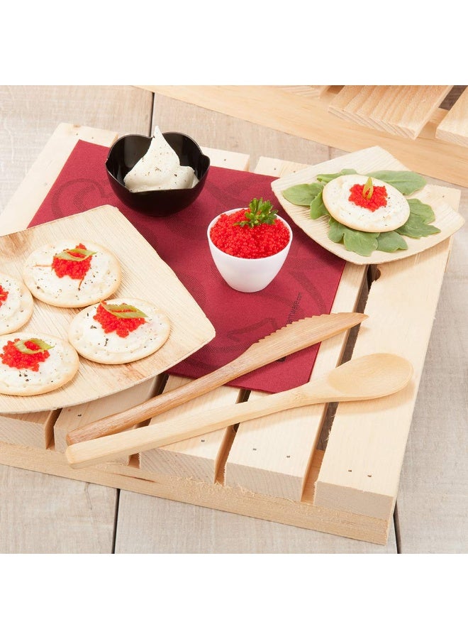 Restaurantware 11 Inch Rustic Serving Tray, 1 Square Ottoman Table Tray - Pallet Design, Untreated, Natural Wood Farmhouse Coffee Table Tray, Serve Meals And Snacks, For Home Decor - Image 3