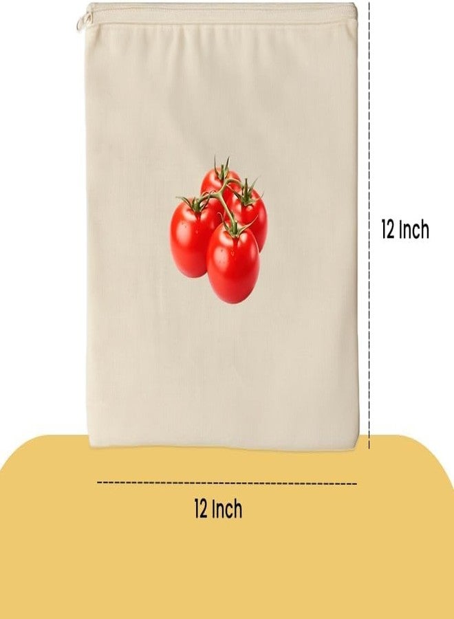 SUNNIFA 100% Cotton Reusable Vegetable Bags for Fridge | Eco-Friendly Storage Bags | Washable Breathable Cloth Bags for Vegetables | Plastic-Free Kitchen Organizer | 12x12 Inches | Pack of 10 - Image 3