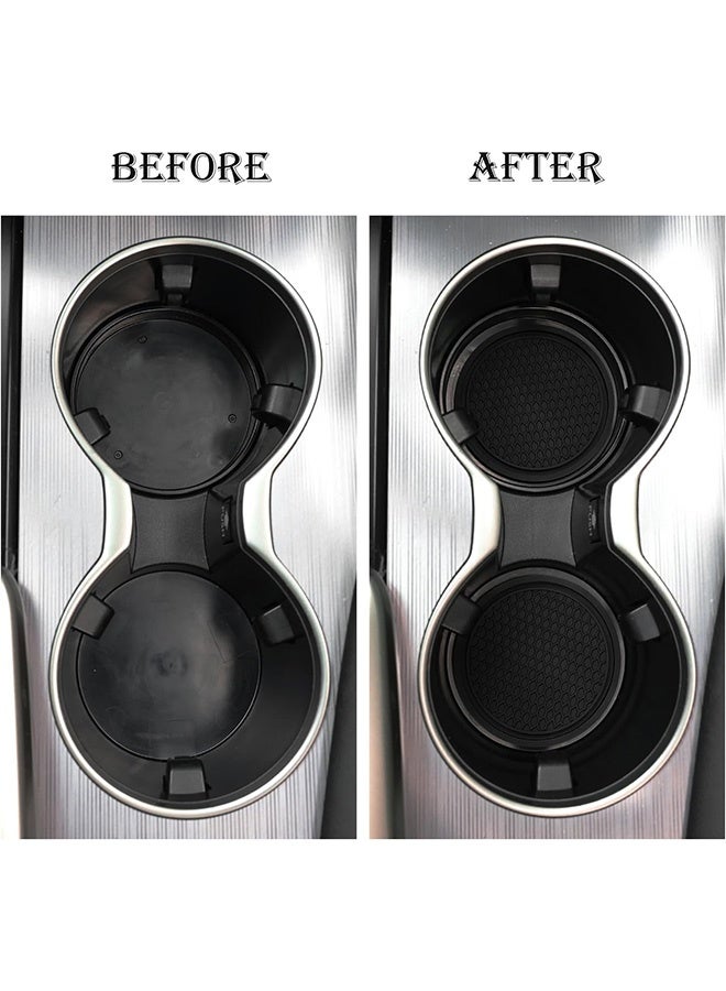 Quantum 8 PCS Car Cup Coaster, Universal Non-Slip Cup Holders Embedded in Ornaments Coaster, Car Interior Accessories (Black) - Image 5