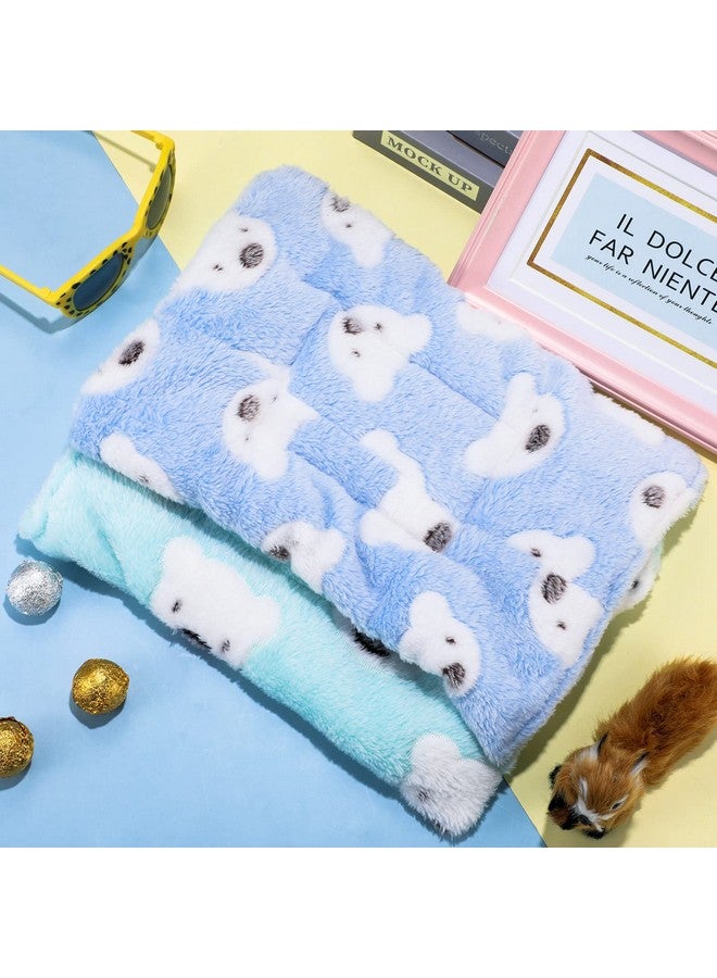 جيتك سرير من قطعتين من Jetec على شكل خنزير غينيا وسرير أرنب وحيوانات صغيرة من الهامستر وسجادة دافئة شتوية دافئة للأرنب والهامستر والسنجاب والقنفذ والشنشيلة وإكسسوارات الحيوانات الصغيرة (أخضر، أزرق، بنمط دب) - Image 5