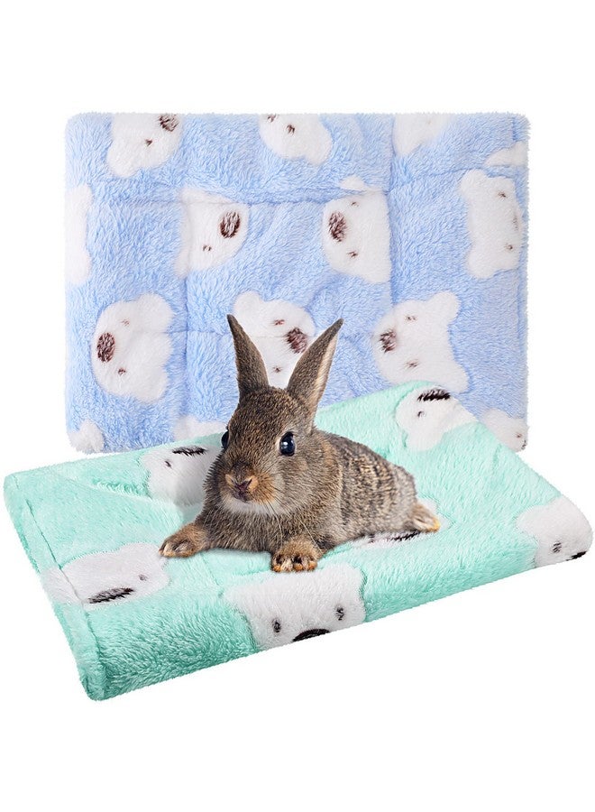 جيتك سرير من قطعتين من Jetec على شكل خنزير غينيا وسرير أرنب وحيوانات صغيرة من الهامستر وسجادة دافئة شتوية دافئة للأرنب والهامستر والسنجاب والقنفذ والشنشيلة وإكسسوارات الحيوانات الصغيرة (أخضر، أزرق، بنمط دب) - Image 1