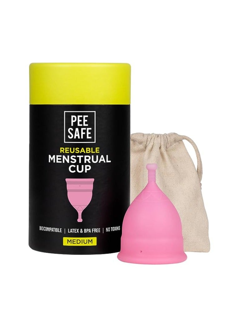 PEE SAFE PEESAFE Reusable Menstrual Cup for Women Medium Size with Pouch - Image 1