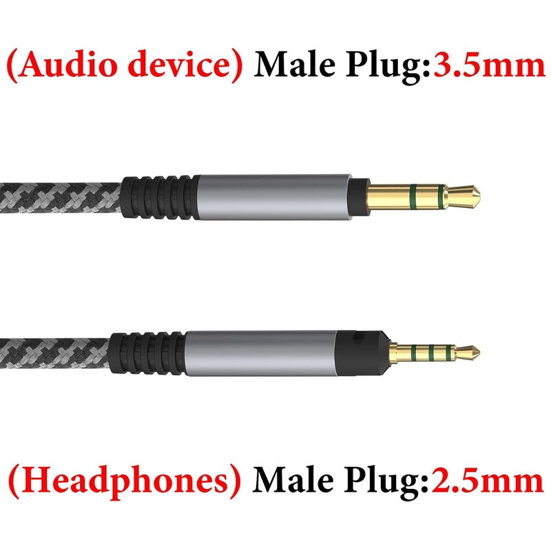 جيكريا كابل صوتي من متوافق مع سماعات Sennheiser HD 620S/599/599SE/598/598SE/598SR/560S/400PRO/579/569/550/505، كابل بديل مصنوع من النايلون الملتوي بقطر 3.5 مم إلى 2.5 مم (طول 10 أقدام / 3 أمتار). - Image 3