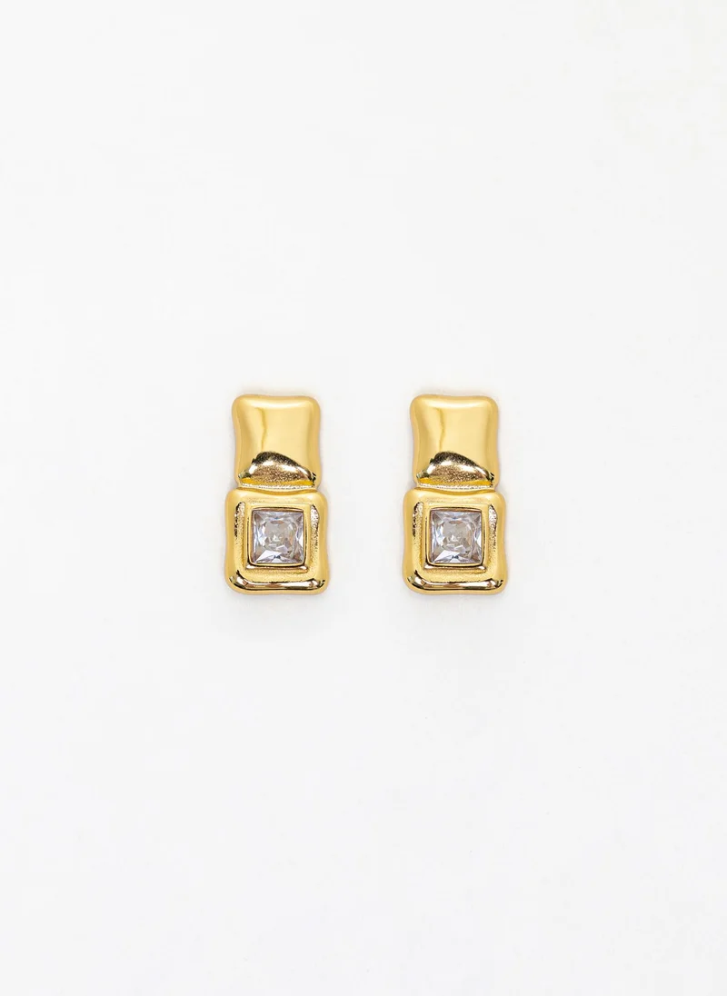 Lichi Geometric stud earrings with square stones