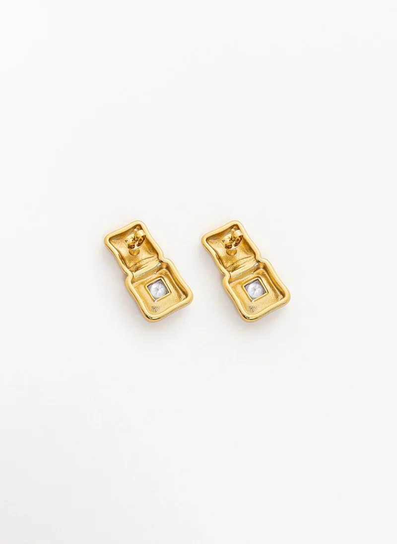Lichi  Geometric stud earrings with square stones for Women | Best Price UAE