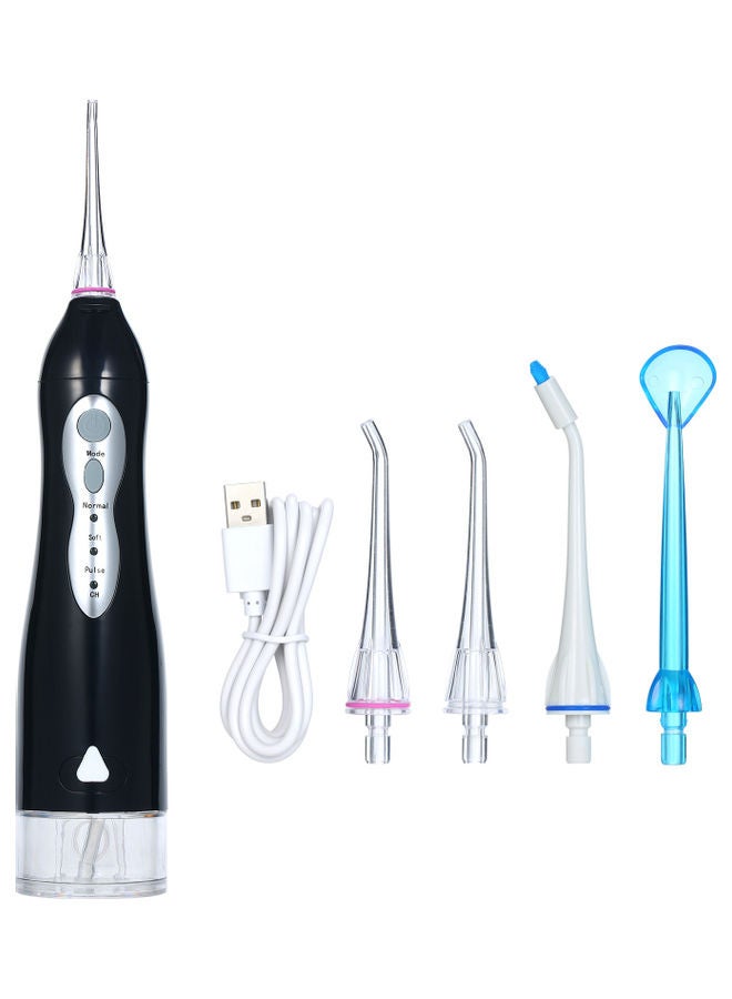 6-Piece USB Rechargeable Water Flosser Oral Irrigator Set Black/White/Blue - Image 1
