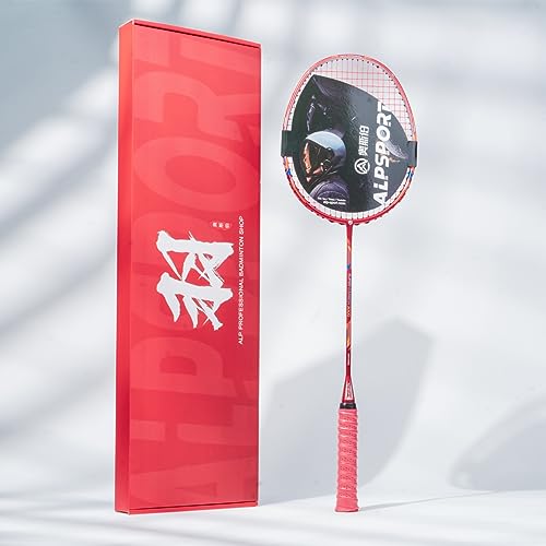 ALPSPORT GJ 10U G5 Super Light Professional Full Carbon Fiber Badminton Racket with Gift Box, Badminton Racquet for Outdoor Backyard Sports Including 1 Flannel Bag, 2 Grips Tapes (Red) - Image 1