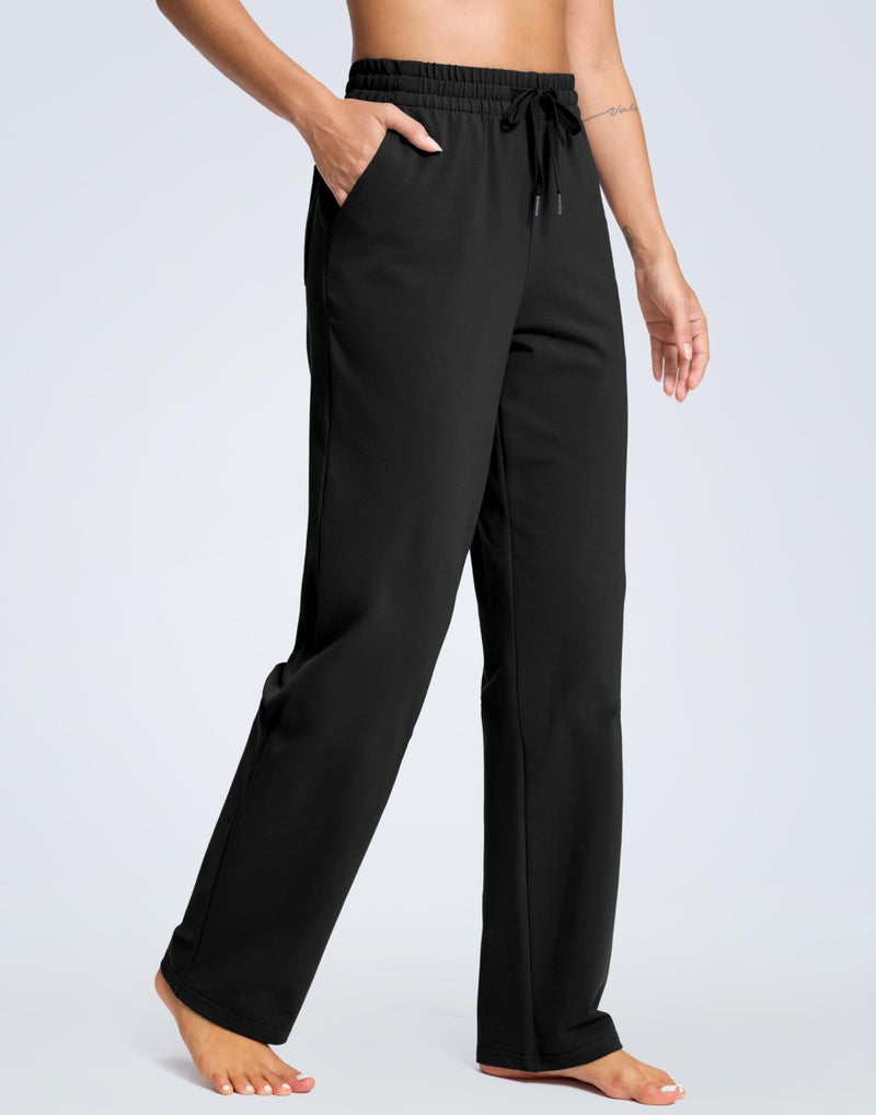 SANTINY 31"/33"/35" Women's Tall Cotton Sweatspants Yoga Lounge Casual Pants Open Bottom Sweat Pants for Women with Pocketsï¼ˆBlack_L33_Mï¼‰ - Image 2