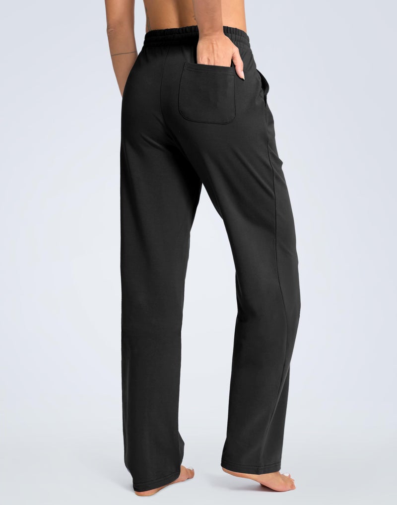 SANTINY 31"/33"/35" Women's Tall Cotton Sweatspants Yoga Lounge Casual Pants Open Bottom Sweat Pants for Women with Pocketsï¼ˆBlack_L33_Mï¼‰ - Image 4