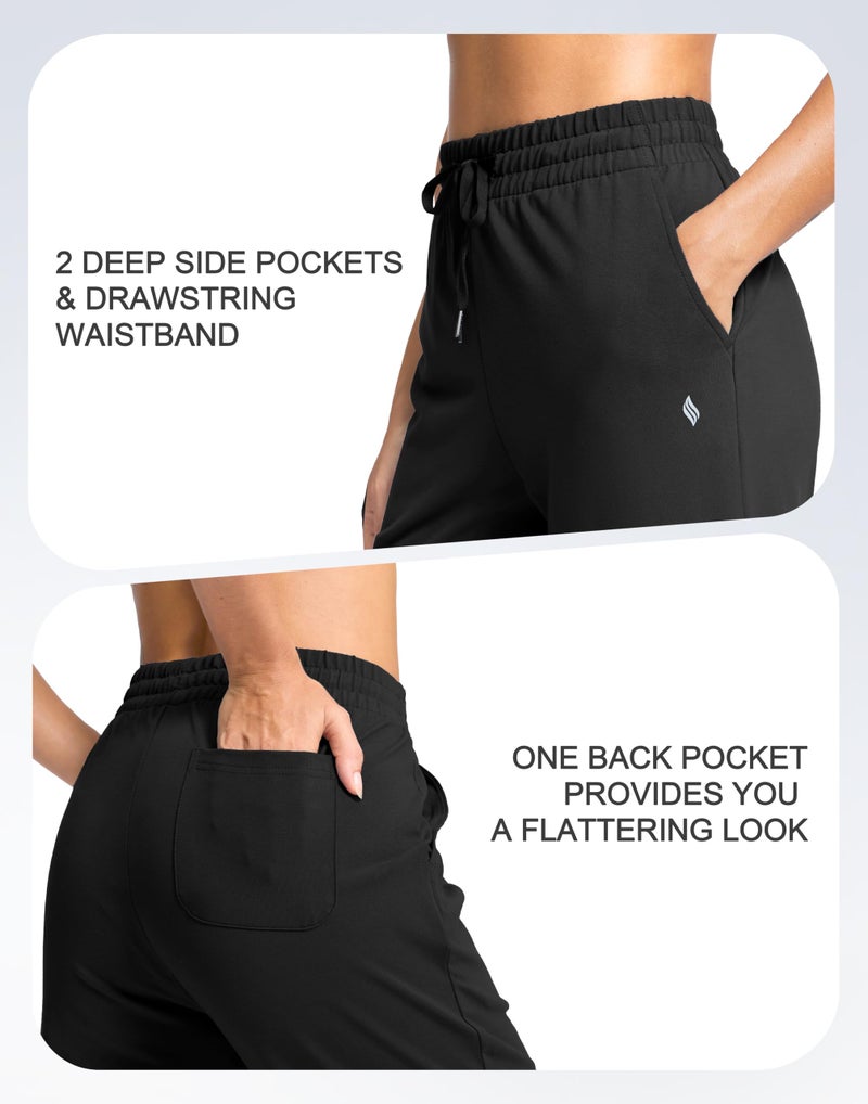 SANTINY 31"/33"/35" Women's Tall Cotton Sweatspants Yoga Lounge Casual Pants Open Bottom Sweat Pants for Women with Pocketsï¼ˆBlack_L33_Mï¼‰ - Image 5