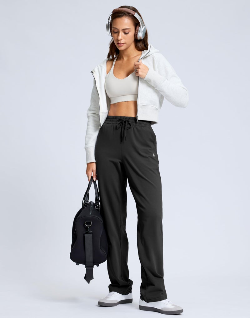 SANTINY 31"/33"/35" Women's Tall Cotton Sweatspants Yoga Lounge Casual Pants Open Bottom Sweat Pants for Women with Pocketsï¼ˆBlack_L33_Mï¼‰ - Image 3