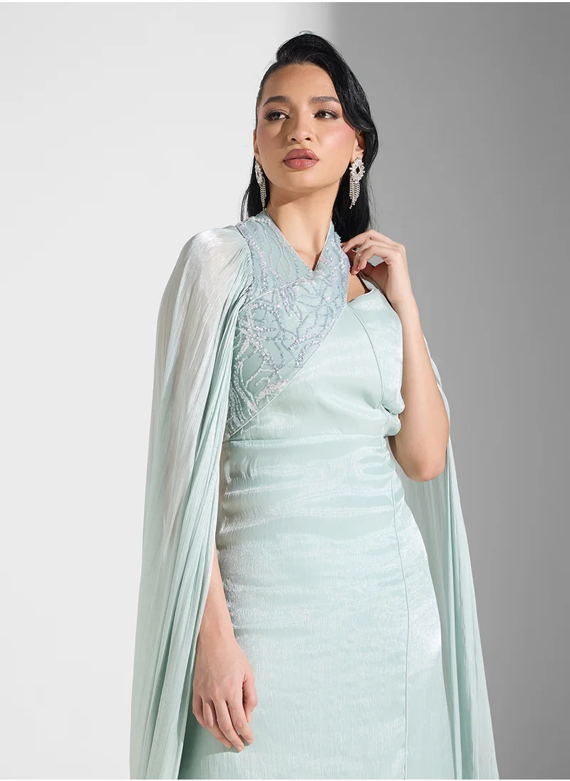 Namshi x Shimmer Neck With Drapped Sleeves