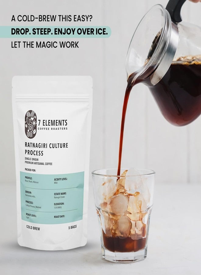 7 Elements Coffee Roasters Ratnagiri Culture Process Cold Brew Bag (Pack of 5) | Light Roast | Freshly Roasted Ground Coffee Bag | Rose, Peach, Hibiscus Flavour Notes - Image 4