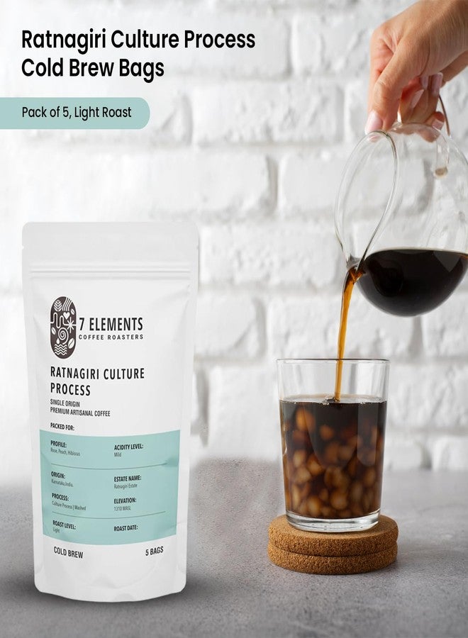 7 Elements Coffee Roasters Ratnagiri Culture Process Cold Brew Bag (Pack of 5) | Light Roast | Freshly Roasted Ground Coffee Bag | Rose, Peach, Hibiscus Flavour Notes - Image 2