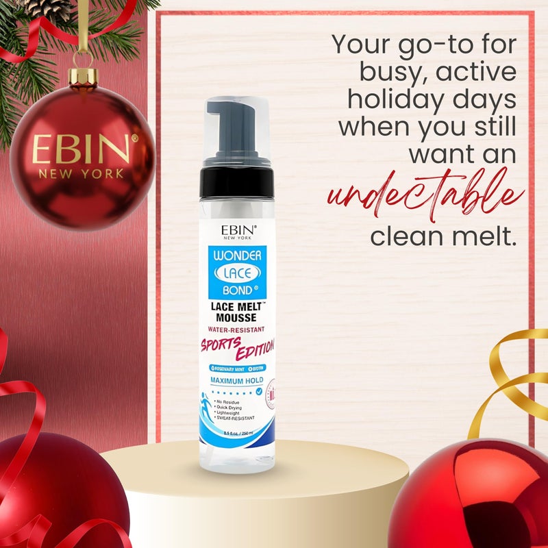 EBIN NEW YORK Wonder Lace Bond Melt Mousse 6.08 Fl Oz Sports Edition For Lace Wig Application & Styling â€“ Strong Hold Mousse â€“ Rosemary Mint for Oil Control â€“ Castor Oil & Biotin for Nourished Hairlin - Image 2