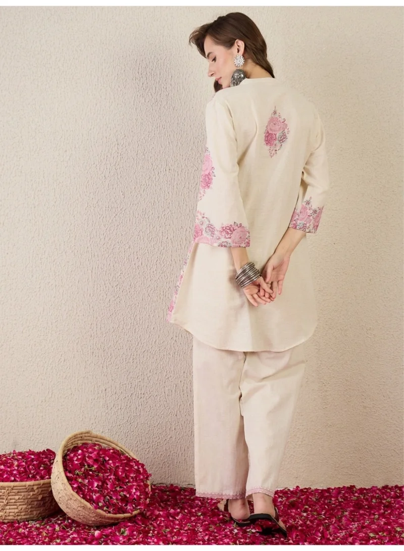 Ameya  White-printed-pure-cotton-a-line-kurta-sets for Women | Best Price UAE