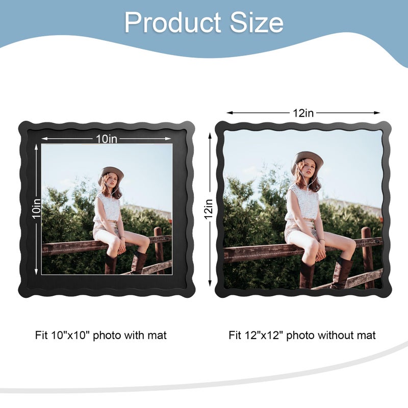 ثكرلوف إطار صور THKRLOF مقاس 12x12 بوصة مع حافة داخلية، مناسب لإطار صور خشبي بزجاج حقيقي وحواف مموجة مقاس 10x10 بوصة، أسود، عبوة واحدة - Image 3