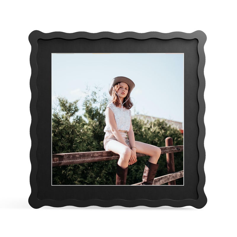ثكرلوف إطار صور THKRLOF مقاس 12x12 بوصة مع حافة داخلية، مناسب لإطار صور خشبي بزجاج حقيقي وحواف مموجة مقاس 10x10 بوصة، أسود، عبوة واحدة - Image 1