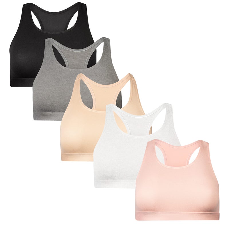 Popular Girls Sports Racerback Bra - Sports Bras. Training Bras for Girls & Teens 5pk - Image 1