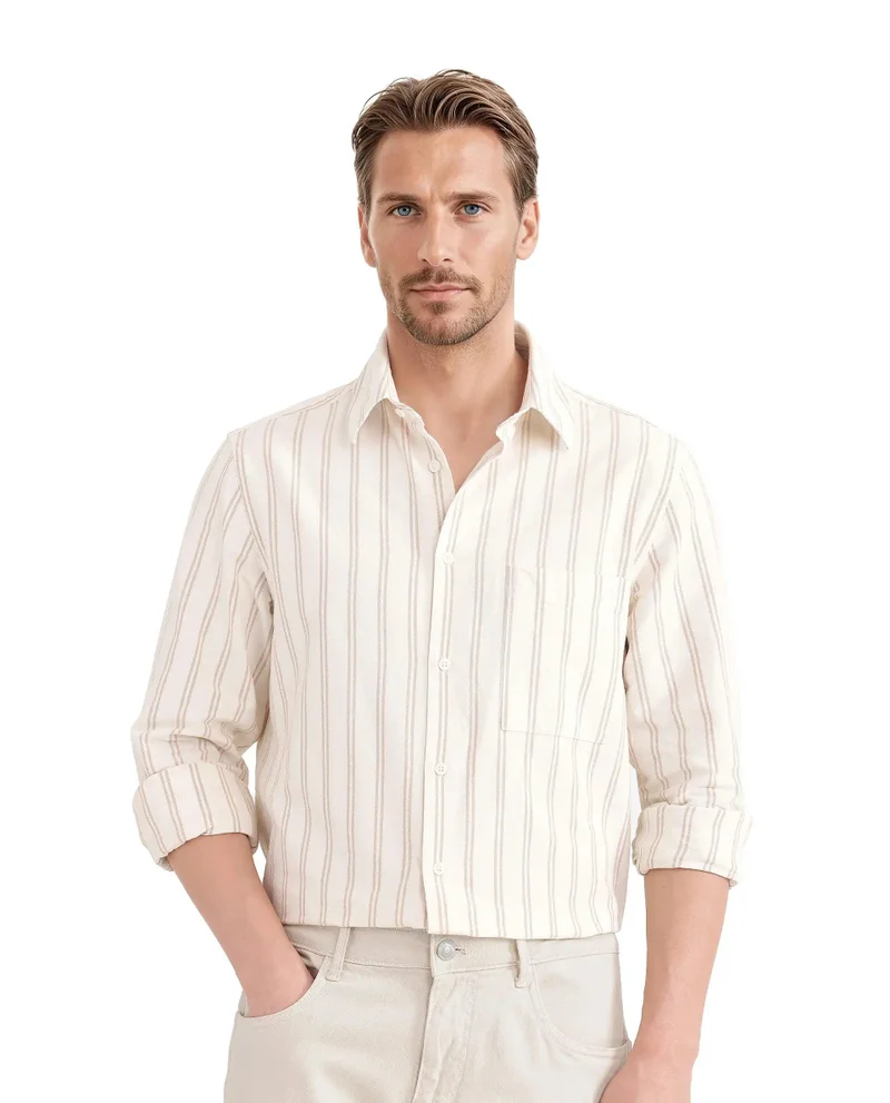 Rare Rabbit Men's Stripe Print Regular Fit Shirt