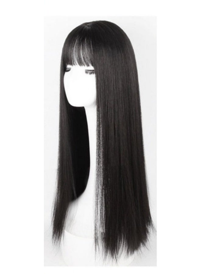 Japanese Style Lisa-Inspired Long Straight Wig with Bangs S7127 Black