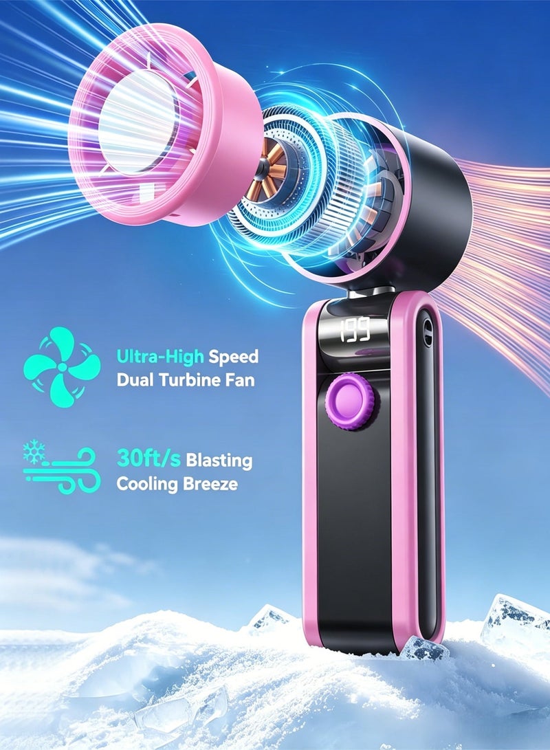 BESTPEAK Portable Fan, Strong Wind Air Cooler Fan Small, Ice Cold Hand Fan, Handheld Fan, Mini Folding Table Fan, Neck Fan with 199 Speeds, 5500mAh Battery Handheld Portable Fan - Image 5
